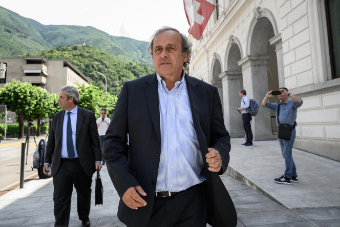 Michel Platini devant le Tribunal pénal fédéral suisse, à Bellinzona, le 8 juin 2022.