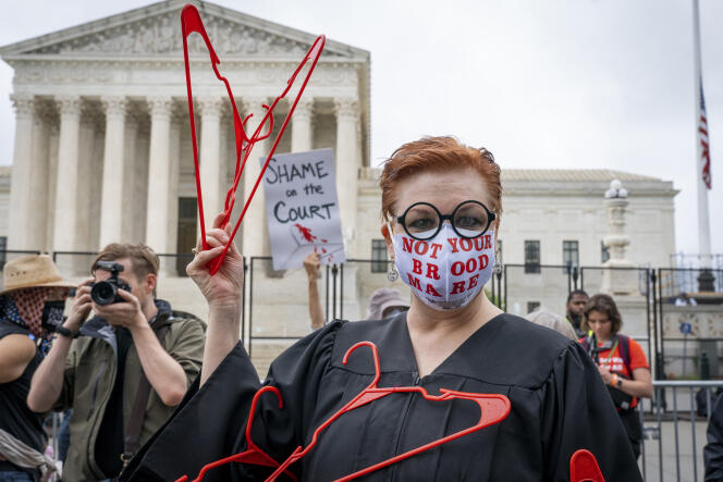 Manifestation pour le droit à l’avortement devant la Cour suprême, le 14 mai 2022.
