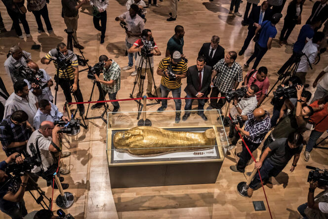 The sarcophagus of the priest Nedjemankh during its return to the National Museum of Egyptian Civilization in Cairo in October 2019.