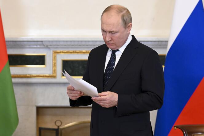 Le président russe, Vladimir Poutine, à Saint-Pétersbourg, le 25 juin 2022.