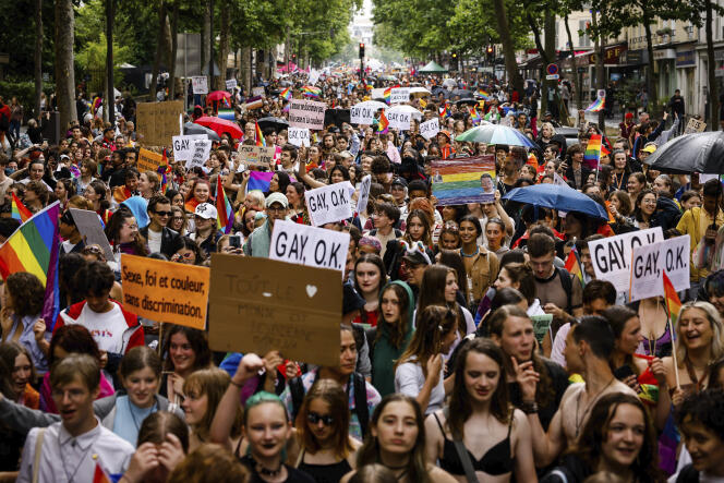 Des milliers de personnes dans les rues de Paris pour la marche des fiertés, le 25 juin 2022.