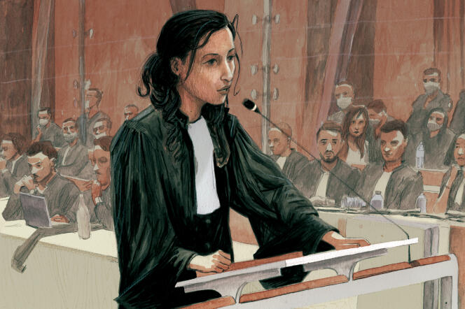 Salah Abdeslam's lawyer, Olivia Ronen, during her closing argument at the special assize court in Paris, June 24, 2022.