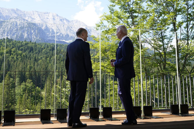 U.S. President Joe Biden was received by German Chancellor Olaf Scholz for the G7 Summit in Elmau, Germany, on June 26, 2022.