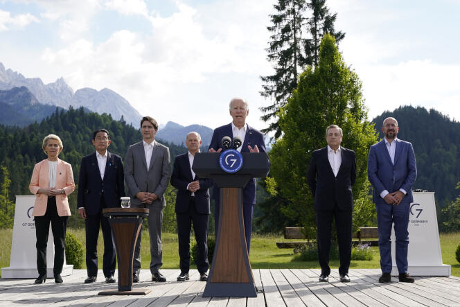 United States President Joe Biden officially launches the Global Infrastructure Partnership at the G7 Summit in Elmau, Germany, on Sunday, June 26, 2022. 