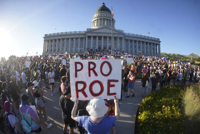 Une manifestation en faveur des droits à l’avortement à Salt Lake City, devant le capitole de l’Etat d’Utah, le 24 juin 2022. 
