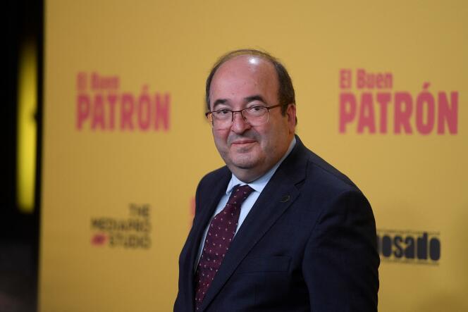Le ministre de la culture espagnol Miquel Iceta, à la première du film « El Buen Patron », à Madrid (Espagne), le 14 octobre 2021.