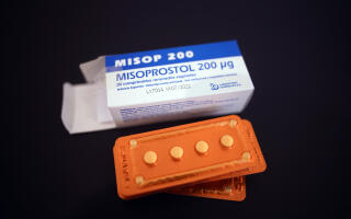 FILE - The drug misoprostol sits on a gynecological table at Casa Fusa, a health center in Buenos Aires, Argentina, Friday, Jan. 22, 2021. Facebook and Instagram have begun promptly removing posts that offer abortion pills to women who may not be able to access them following a Supreme Court decision that stripped away constitutional protections for the procedure. (AP Photo/Victor R. Caivano, File)