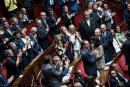 Paris, France le 28 juin 2022 - Les nouveaux deputes de la 16e legislature elisent leur nouveau president au Palais-Bourbon. Yael Braun Pivet lance un baiser en direction de ses proches apres l annonce de sa victoire.