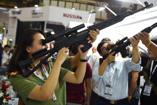 Russia's booth at an arms fair in Hanoi, Vietnam, on October 2, 2019.