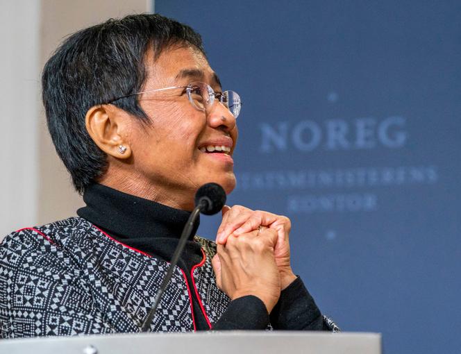 Maria Ressa, cofundadora de los medios filipinos y ganadora del Premio Nobel de la Paz, en Oslo, Noruega, el 11 de diciembre de 2021.