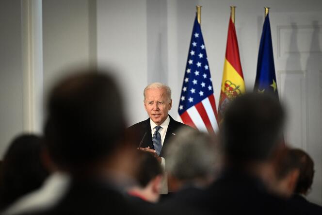 Joe Biden lors d’une conférence de presse au sommet de l’Otan à Madrid, le 28 juin 2022. 