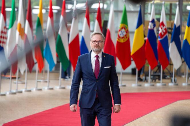 Czech Prime Minister Petr Fiala before the European Council meeting in Brussels on June 24, 2022.