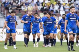 L’équipe des Saitama Wild Knights, victorieuse de la première saison de League One, le 29 mai, au stade national de Tokyo.