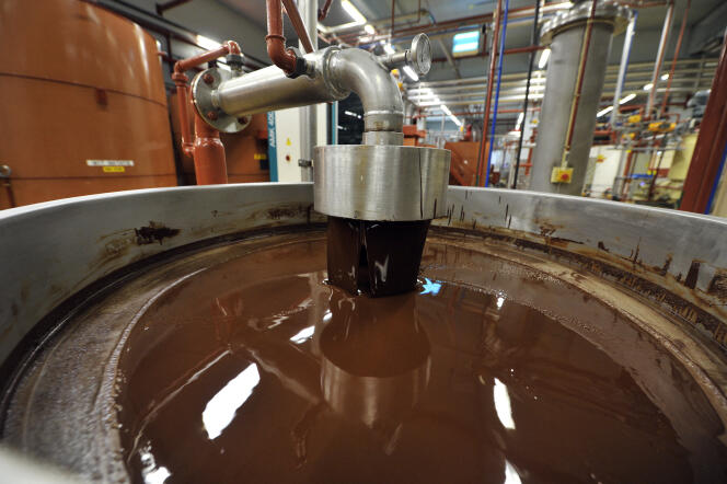 Inside the Barry Callebaut chocolate factory in Wiese, Belgium in 2013.  
