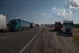 Truckers have been waiting for four days to cross the border at the Chernyshevskoye border checkpoint on June 27, 2022.