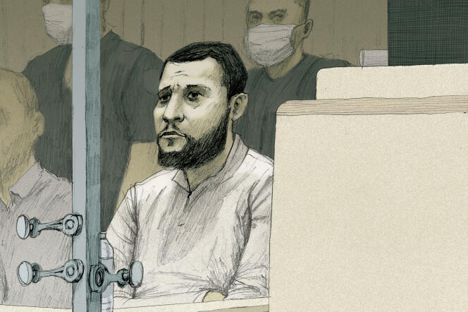 Salah Abdeslam at the special Paris court, June 29, 2022.