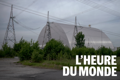 Le sarcophage protégeant le réacteur n°4 de la centrale nucléaire de Tchernobyl, en Ukraine, le 25 mai 2022.