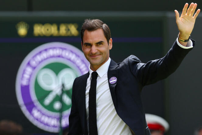 Roger Federer at Wimbledon on July 3, 2022.