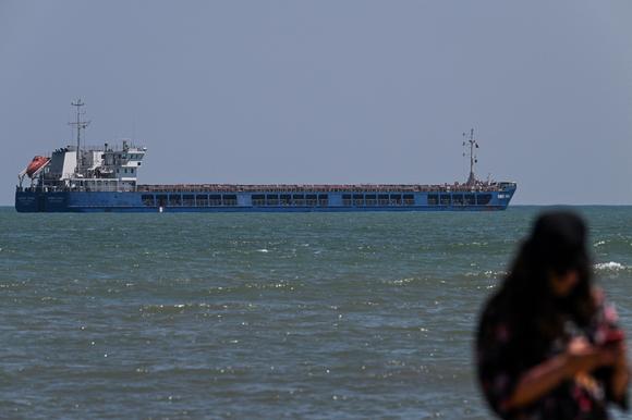 Le cargo « Zhibek Zholy », battant pavillon russe, est ancré le 5 juillet 2022 sur la côte de la mer Noire du district de Karasu à Sakarya en Turquie.