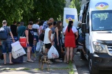 Des habitants de Sloviansk et des villes voisines sont évacués par bus vers la ville de Dnipro, le 6 juillet 2022.