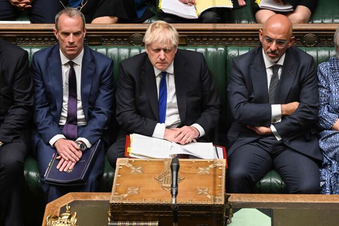 Le premier ministre britannique, Boris Johnson, au Parlement, a Londres, le 6 juillet 2022.