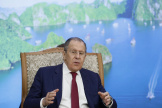 Le chef de la diplomatie russe, Sergueï Lavrov, lors d’un déplacement au Vietnam, le 6 juillet 2022 à Hanoï.