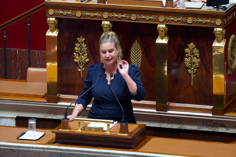 Mathilde Panot, présidente du groupe LFI, lors de son discours à l’Assemblée nationale, le 6 juillet 2022.
