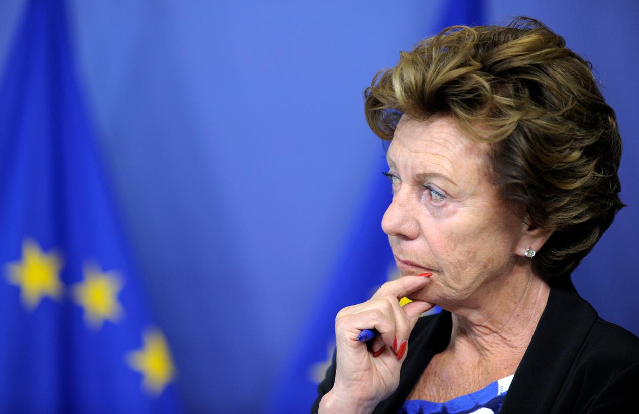 Neelie Kroes, alors commissaire européenne à la société numérique, au siège de la Commission à Bruxelles, le 1er septembre 2014.