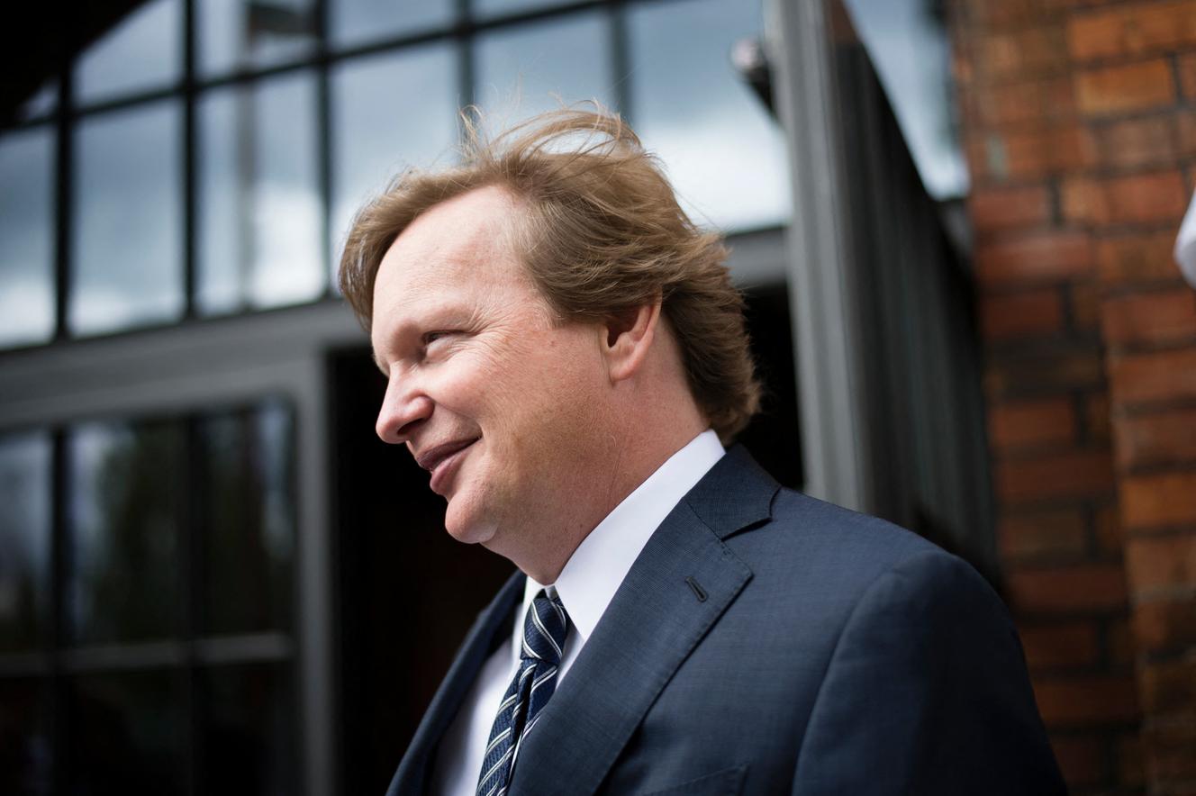 Jim Messina, en septembre 2015, à Berlin. Passé dans le privé, l’ex-chef de cabinet adjoint à la Maison Blanche, auprès du président Barack Obama, compte à cette époque Uber parmi ses clients.