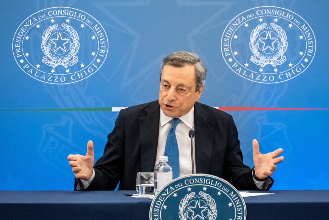 Italian Prime Minister Mario Draghi in Rome on July 12, 2022.