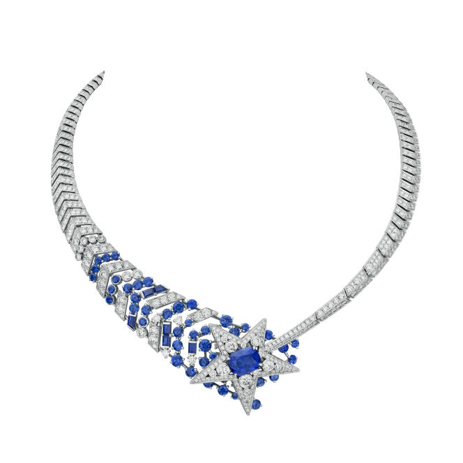 Comète Sapphire necklace in white gold, diamonds and sapphires.  Chanel 1932 collection.