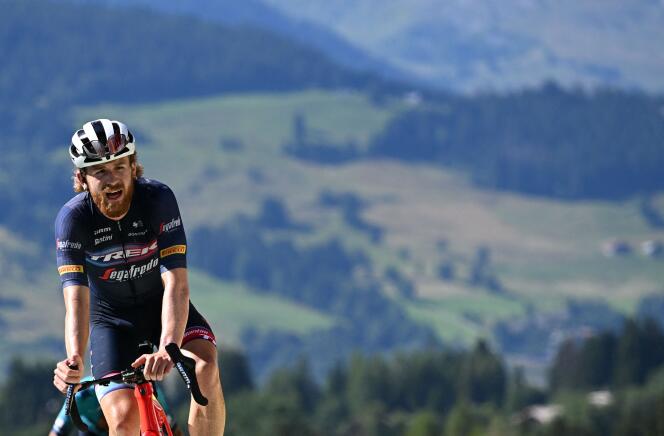 L’Américain Quinn Simmons (Trek-Segafredo), le 12 juillet 2022 lors de la 10e étape du Tour de France entre Morzine et Megève (Haute-Savoie).