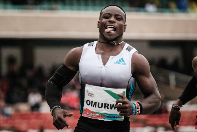 Le Kényan Ferdinand Omanyala, détenteur du record africain du 100 mètres, au stade Kasarani à Nairobi le 25 juin 2022.
