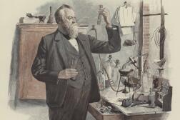 Le chimiste allemand Albert Niemann représenté sur une lithographie couleur de Fritz Gehrke (collection privée, 1895).