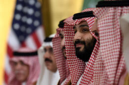 Saudi Arabia's Crown Prince Mohammed bin Salman listens during his meeting with President Donald Trump during a working breakfast on the sidelines of the G-20 summit in Osaka, Japan, in Osaka, Japan, Saturday, June 29, 2019. (AP Photo/Susan Walsh)
