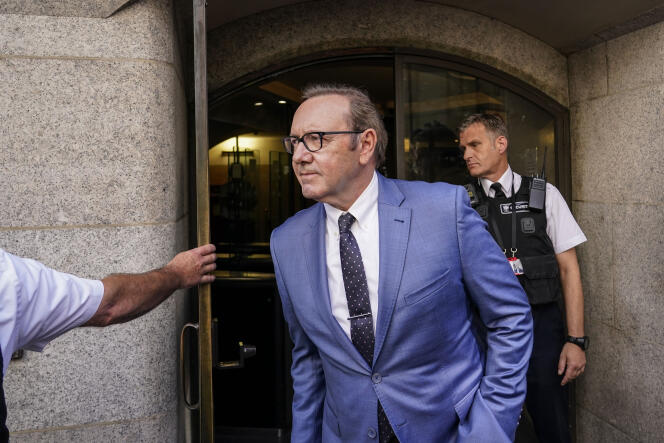 Actor Kevin Spacey leaves the Old Bailey, in London, Thursday, July 14, 2022. 