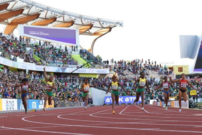 One, two and three: Jamaican sprinters dominated the women's 100 meters. 