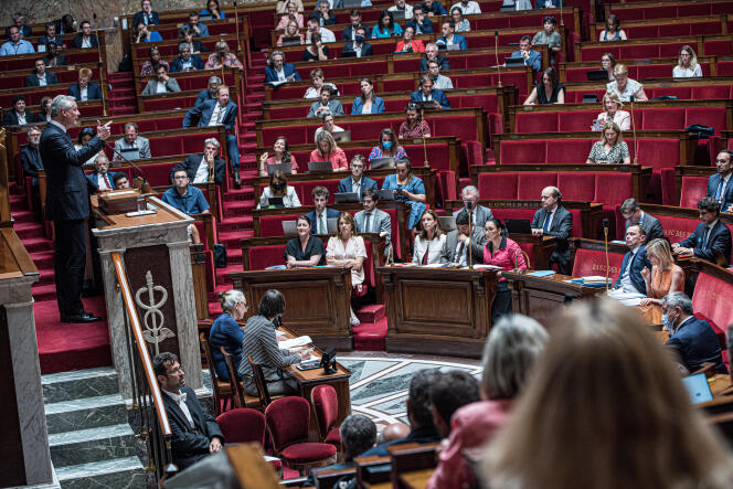 Le ministre de l’économie, des finances et de la souveraineté industrielle et numérique, Bruno Le Maire, prend la parole à la tribune de l’Assemblée nationale, lundi 18 juillet 2022, durant l’examen du projet de loi pouvoir d’achat.
