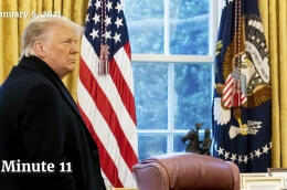 This exhibit from video released by the House Select Committee, shows a photo of President Donald Trump as he arrived at the Oval Office after his speech at the rally on the Ellipse on Jan. 6, displayed at a hearing by the House select committee investigating the Jan. 6 attack on the U.S. Capitol, Thursday, July 21, 2022, on Capitol Hill in Washington. (House Select Committee via AP)