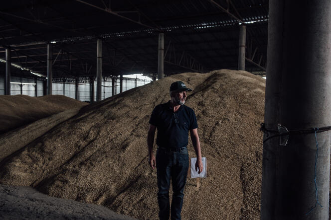 Farmer Serhiy Parovyk, in a grain reserve, in Liubashivka, Ukraine, on July 14, 2022.