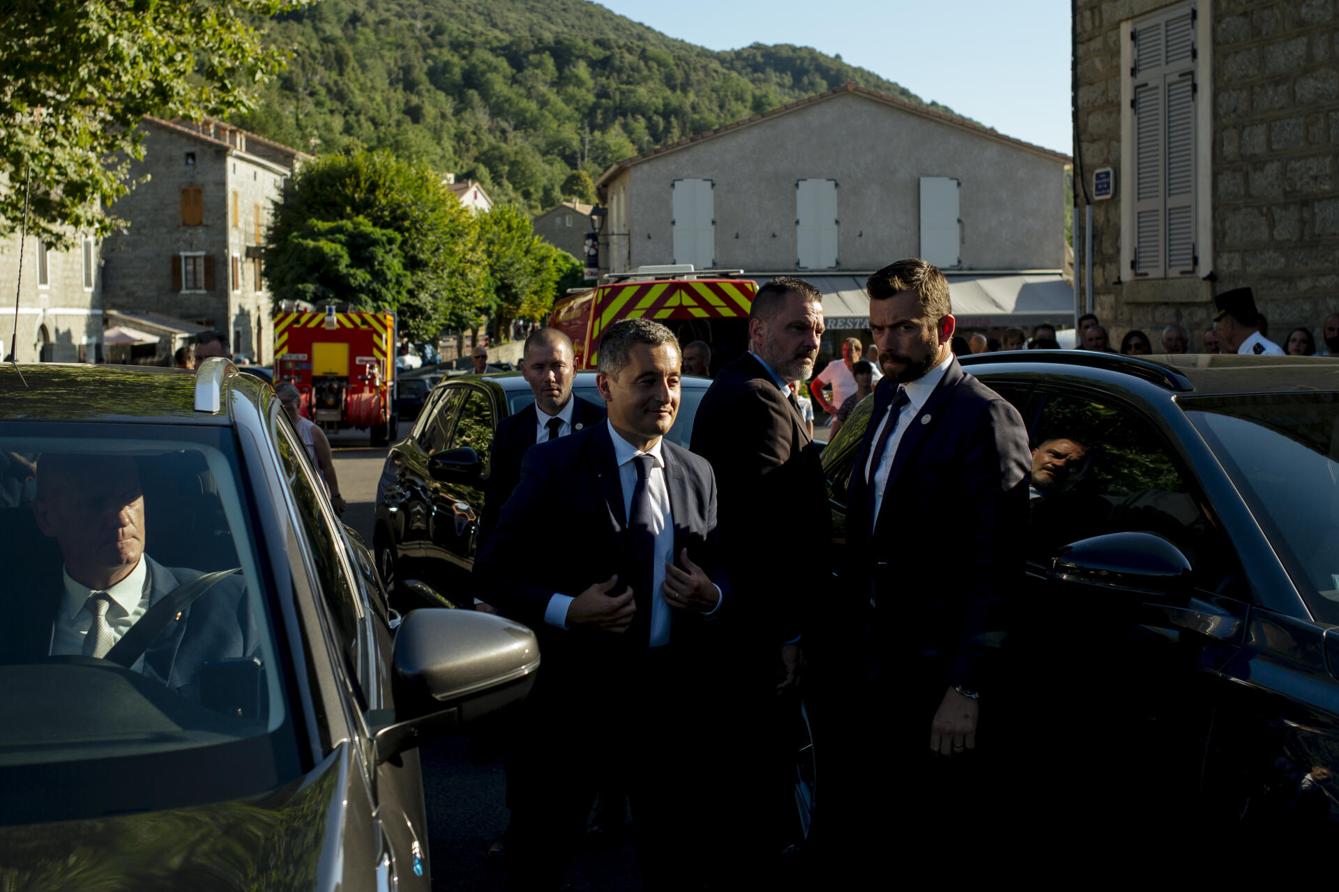 Minister of the Interior Gérald Darmanin, arrives in Cozzano (Corse-du-Sud), July 22, 2022. 