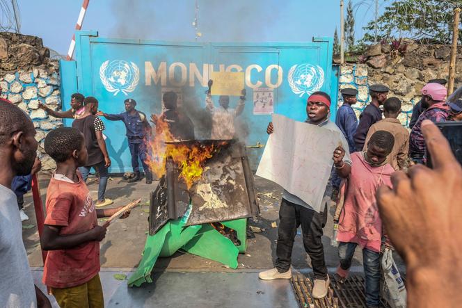 A Goma, dans l’est de la République démocratique du COngo (RDC), manifestation contre les soldats de la Monusco, la force de maintien de la paix des Nations unies en RDC, le 25 juillet 2022.