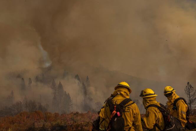 At the scene of the 'Oak Fire' near Mariposa, California on July 24, 2022.