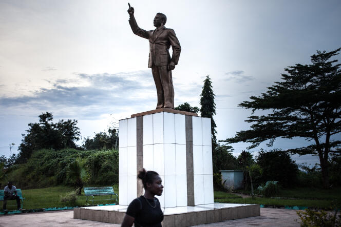 A statue of Omar Bongo, in a park in Franceville, Gabon, May 21, 2019. 