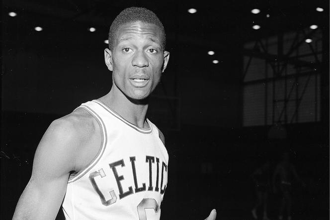 The Bill Russell NBA Finals MVP Trophy is photographed on June 10