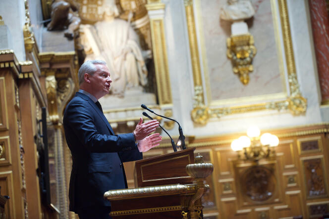 Le ministre de l’économie, Bruno Le Maire, ouvre les débats sur le projet de loi de finances rectificative au Sénat, le 1er août 2022.