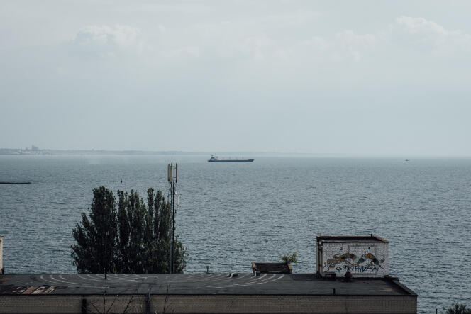 Le navire céréalier « Razoni » quittant le port d’Odessa, en Ukraine, le 1er août 2022.