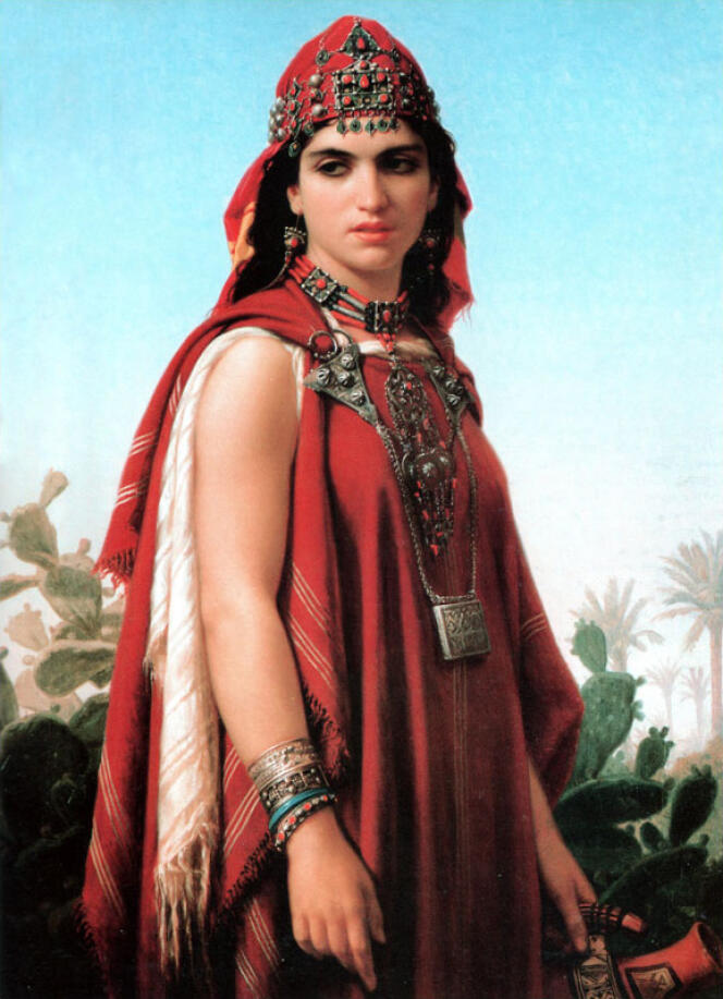 Beaucoup ont voulu voir la représentation de la Kahena dans cette toile peinte en 1870 par le Français Emile Vernet-Lecomte et intitulée « Femme berbère ». 
