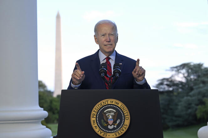 President Joe Biden speaks from the Blue Room Balcony of the White House Monday, Aug. 1, 2022, in Washington, as he announces that a U.S. airstrike killed al-Qaida leader Ayman al-Zawahri in Afghanistan. 