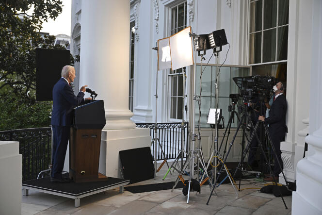 Le président américain, Joe Biden, annonce la mort, par un tir de drone américain, du chef d’Al-Qaida, Ayman Al-Zawahri, à la Maison blanche, à Washington, le 1er août 2022. 